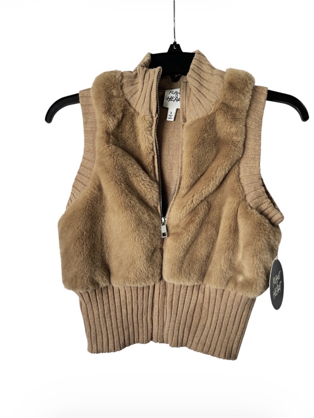 Planet Heart Juniors Faux-fur Cropped Vest Small NWT